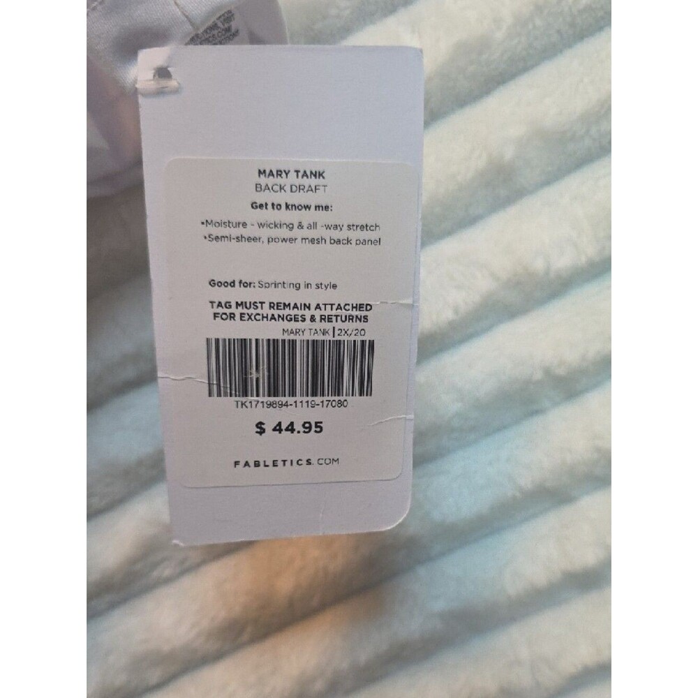 0197 Fabletics White Racerback Tank,‎ 2X - Picture 2 of 5
